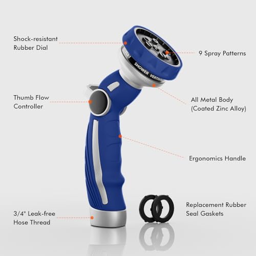 Image of RESTMO Hose Nozzle Heavy Duty, Metal Water Hose Sprayer for Garden