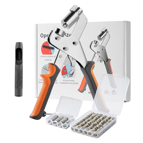 Goldeluxe Ösenzange Set,inkl 1 Ösenzange,1 Dorn aus Stahl,300x Ösen 10mm mit Unterlegscheiben,Ösenzange für planen ideal für Leder, Stoff, Zelte, Sonnensegel, Vorhänge, DIY & Handwerk