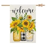 CROWNED BEAUTY Sunflower Mason Jar