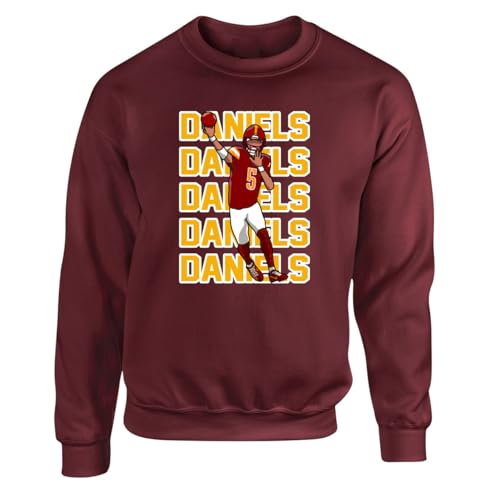 Tenacious Tops Maroon Washington Jayden Daniels Text Pic Crew Neck Sweatshirt Adult 2XL