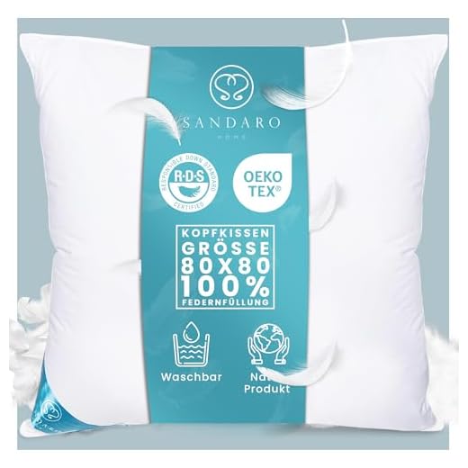 Sandaro Home Federkissen 80 x 80 cm | Kissen 80x80 mit 100% natürlichen Federfüllungen nur, Kopfkissen 80x80 mit Gänsefedernfüllung im Baumwollbezug Für erholsamen Schlaf (1500) 7 Sandaro Home Federkissen 80 x 80 cm | Kissen 80x80 mit 100% natürlichen Federfüllungen nur, Kopfkissen 80x80 mit Gänsefedernfüllung im Baumwollbezug Für erholsamen Schlaf (1500)