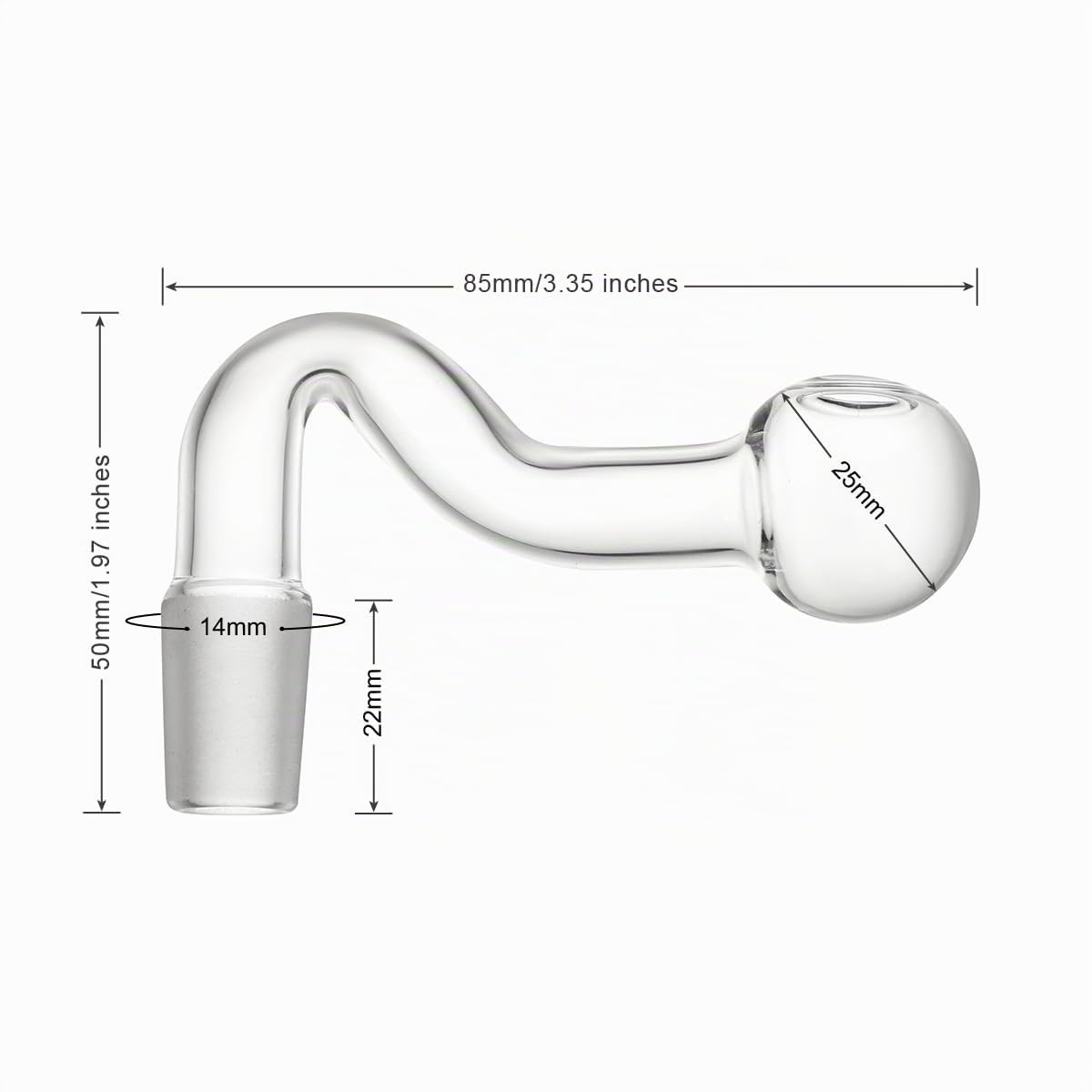 Connecteurs Adaptateurs Mâles en Verre à Bille de 14 mm pour Laboratoire pour Génération de Gaz et Distillation, Pack de 2