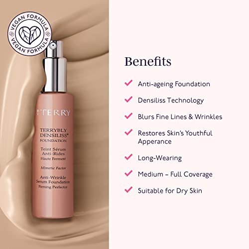 By Terry Terrybly Densiliss Foundation, Long Lasting Formula, Anti-Aging Solution, Medium - Full Coverage, Rosy Sand, 1.01 Fl Oz #TOP2