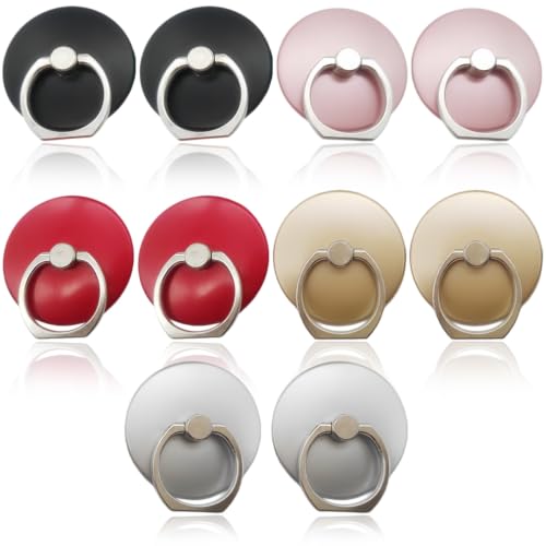 Image of 10 Pcs Mobile Ring Holder Phone Gripper Holders, Phone Holder for Hand | 5 Color Golden /Rose Gold /Silver /Black /Pearl Red, Stick It On The Back Of The Phone, 360Degree Rotation, One-Handed Operation