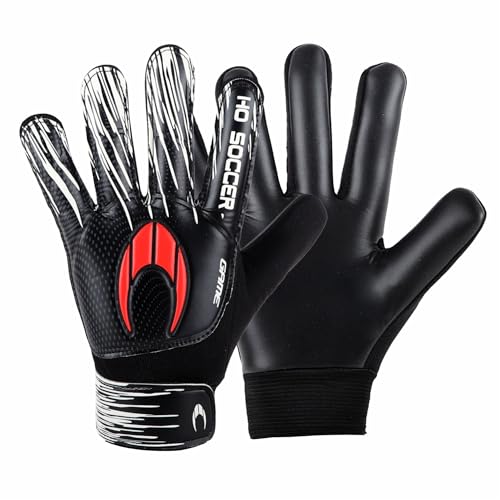 HO Soccer Game Black Guantes de Portero, Unisex Niños, Negro/Rojo,4