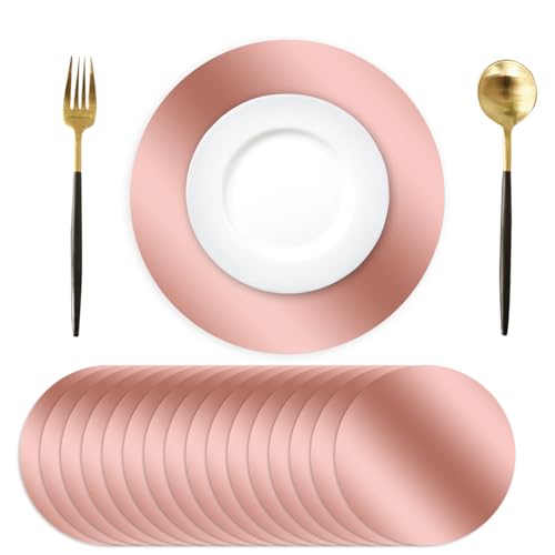 50 manteles individuales redondos dorados, 34 cm de papel dorado, manteles individuales redondos desechables, para comedor, boda, decoración de mesa, hogar, banquete, fiesta, Navidad, mesa de comedor