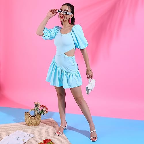 Image of PINACOLADA Women's Solid Dress for Casual Wear | Regular Sleeve | Quality Stretchable Fabric | Dress Crafted with Enhanced Stretch and Comfort Fit for Everyday Wear