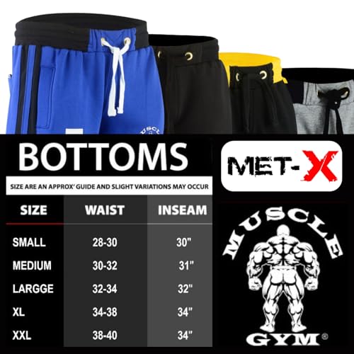 Met-X Joggers Men Sweatpants UK, Work Trousers Mens Tracksuit Jogging Bottoms with Pockets, Running Leggings Loose Fit Lounge Track Pyjamas Pants, Workout Training Gym Casual Clothes