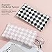MoKo Squeeze Top Glasses Pouch (2 Pack), Portable Leather Soft Sunglasses Case Anti-Scratch Eyeglasses Bag Goggles Sleeve with Cleaning Cloth for Women Men, Pink White + Black White