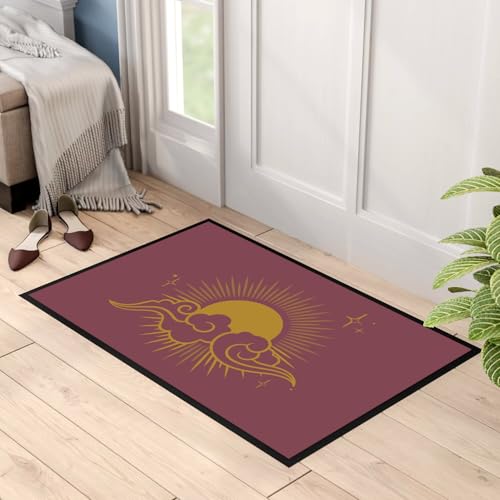Paillasson rouge d'exception héliophile design soleil et ciel 60x40cm - 3