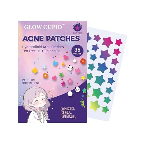 Image of Hydrocolloid Acne Pimple Patch with Tea Tree Oil & Calendula | Fast Healing | Absorbs Pus & Oil | Waterproof & Skin-Friendly Pimple Patches | Multi Color Star Shape - 36 Patches.