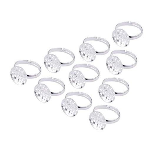 PandaHall Precio por 5 Piezas 14 Bases anulares tamiz de latón mm Plata, sin Plomo, sin cadmio y níquel, Ajustable