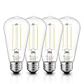 MASTERY MART E26 LED Bulb 60 Watt Equivalent, 5.5W Clear Edison Bulbs, Daylight White 4000K, CRI 90+, 500 Lumen, Vintage ST58 LED Light Bulb for Home, Non-Dimmable, 4 Pack