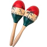 ａｄｚｕ マラカス タンバリン 木製 打楽器 幼児 知育 リズム遊び リトミック 発表会 お遊戯会 パーティー 演奏用 学習教材 (マラカス 2本セット)