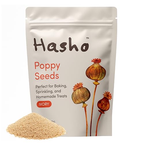 Hasho Whole Poppy Seeds – Ivory (8 oz) – Non-GMO, Vegan – For Baking & Sprink...