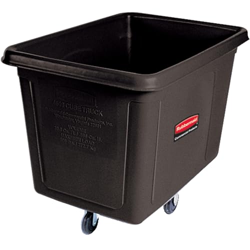 Image of Rubbermaid Commercial Products Bulk Cube Truck with Wheels, Black, Transport up to 600 lb. of Waste /Laundry /Linen /Supply /Packaging Material for Hospital /Hotel /School