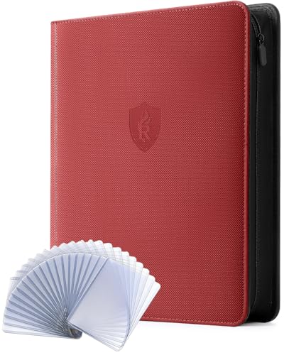 Image of 9 Pocket Top Loader Binder with Zipper - Holds 288 Toploaders - Premium Double-Sided Card Album for Trading Cards, TCG, MTG, Sports Cards (Red)