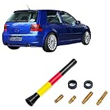 Diese 11cm lange Auto-Kurzstabantenne vereint eine sportliche Optik mit einem auffälligen Design in der Deutschland-Flagge, wodurch sie Ihrem Fahrzeug eine individuelle Note verleiht. Diese Dachantenne ist nicht nur ein Blickfang, sondern sorgt auch für zuverlässigen Empfang von FM- und AM-Signalen. Sie wird mit Gewindeadaptern in den Größen 4 mm, 5 mm und 6 mm geliefert, sodass eine einfache und flexible Installation an verschiedenen Fahrzeugmodellen, einschließlich VW Corrado