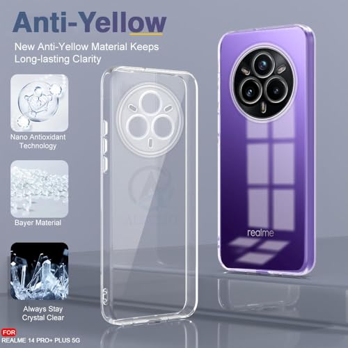Image of REALCASE Silicone Realme 14 Pro Plus 5G Back Cover Case, Scratch Resistant Protective Crystal Clear Transparent Shock Proof Bumper Back Cover Case for Realme 14 Pro Plus 5G