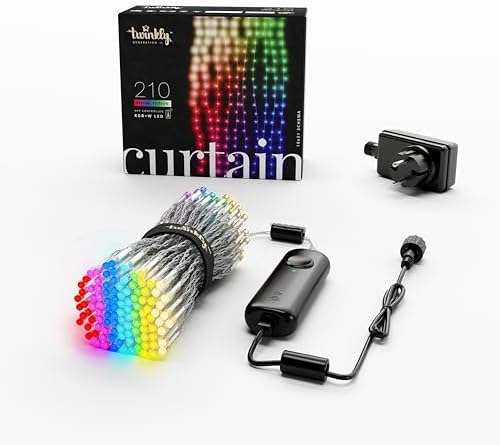 Twinkly Curtain 210 LED RGB+Blanc, Guirlande LED Extérieure et In...