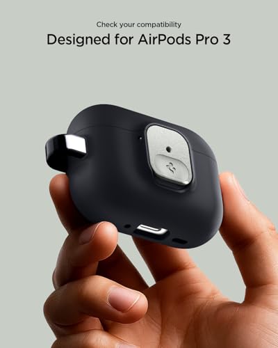 Image of Spigen for AirPods Pro 3 Case, Carabiner Included, Sleek Design, Light & Compact Cover, (Nano Pop) - Black Sesame