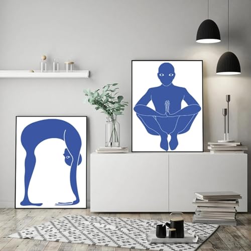 Toile femme yoga art abstrait lot de 2 images murales pour salle de sport et méditation
