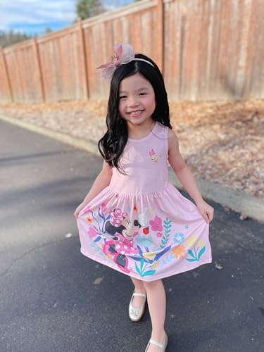Image of Disney Minnie Mouse Princess Frozen Elsa Stitch Girls Dress Sleeveless & Short Sleeve Casual Summer Clothes Baby to Toddler