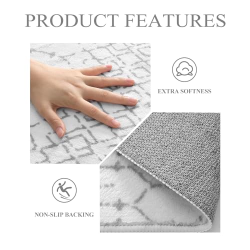 Lahome Moroccan Round Rugs - 4Ft Washable Non-Slip Small Round Area Rug For Bedroom Soft White Low-Pile Round Throw Rug, Modern Geometric Print Indoor Circle Rugs For Kitchen Living Room Sofa Nursery thumb #4