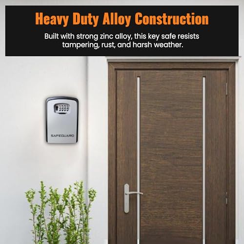 Key Safe Extra Large - Safeguard, Police-Approved 4-Digit Combination Heavy-Duty Alloy Body Waterproof,Wall-Mounted For Home, Business, Garage, Airbnb, Key Safe For Indoor & Outdoor105 X 145 X 55 - 5