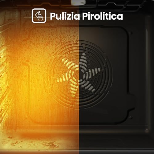 Hisense BI64211PX, Forno Multifunzione Termoventilato, Cavità XXL 77L , Auto Pulizia Pirolitica, 13 funzioni di cottura, Funzione pizza 300°C, Cottura AirFry, Cottura Multifase, Display Led - 5