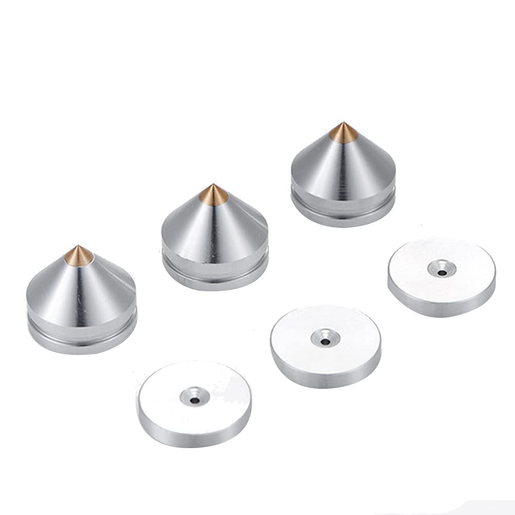 Lizusidtsy 8 Set Speaker Stand Feet Foot Pad Aluminium Alloy Metal Spikes Cone Floor Foot Nail Silver, 500340331A1