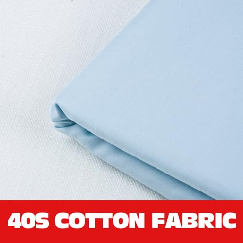 Image of 100% Light Blue Cotton Fabric for Sewing by 1 Yard, 59 inchWidth Quilting Fabric Medium Weight 5.8 oz, Muslin Fabric by The Yard, Embroidery Cloth