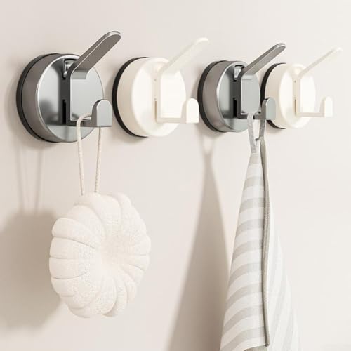 MeevrgR Ganchos de ventosa sin descarga fuerte capacidad de carga para montaje en puerta y pared en cocina y baño (3 unidades, gris)