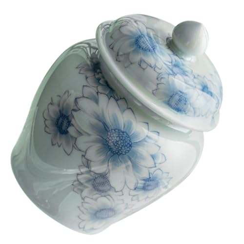 VANZACK Barattolo di Tè in Ceramica Blu e Bianca da 400ml, Contenitore Ermetico per Tè Sfuso Guarnizione Antipolvere, Vaso Decorativo Multifunzionale per Cucina e Conservazione Alimenti