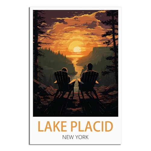 Personalisiertes Blechschild „Lake Placid New York“ im Vintage-Stil, 30 x 40 cm, für Wand, Innen- und Außenbereich, Bars oder Hobbyräume