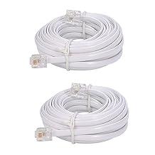 Tbrand 20-Foot Telephone landline Extension Cord Cable Cord with Standard RJ-11 6P4C Plug White 6M, 2Pack