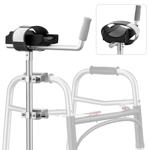 HIUMTREE Adjustable Platform Attachment with Padded Armrests, Compatible with Most 2-Button Walker Frames, Helps Improve Upper-Body Support & Comfort, Lightweight Accessory