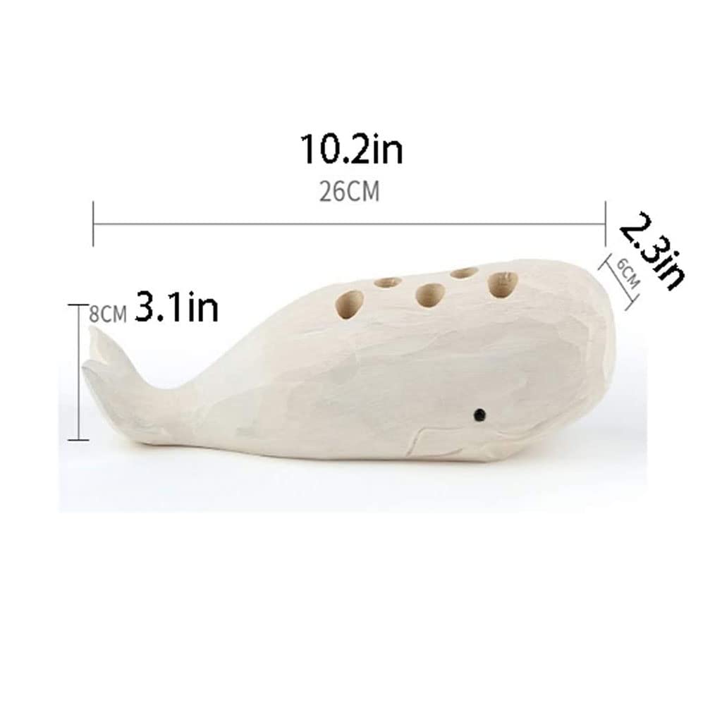 SXHRR Porte-Crayon en Forme de Baleine Conteneur de Stylo de Vie Marine Marine, Organisateur de boîte de Papeterie de Sculpture à la Main en Bois pour l'école à la Maison