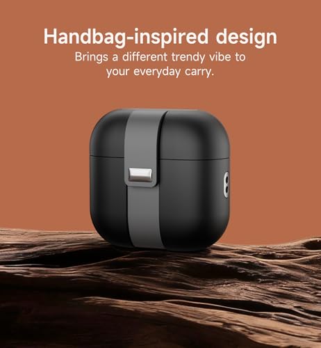 Image of SURITCH for AirPods 4 Case (2024), Magnetic Lock Bumper Cases Compatible with Airpods 4th Generation, Rugged Protective Cover with Stylish Hanging Lanyard Cases for Women Men, Black