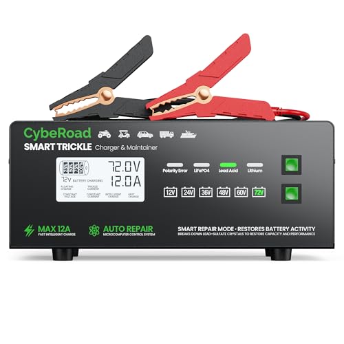 Smart Adjustable Battery Charger 12V 24V 36V 48V 60V 72V 012A Fast Charging for LiFePO4 Lithium & Lead Acid Batteries Fully Automatic Pulse Repair & Desulfation for Car RV Golf Cart