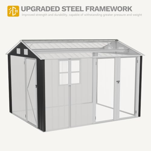 Image of DWVO Upgrade 3 Doors 10x8ft Large Outdoor Storage Shed with Window