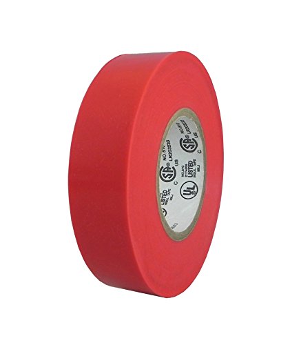 GGR Supplies T.R.U. EL-766AW Color General Purpose Electrical Tape 66' (L) UL/CSA Listed core. Utility Vinyl Synthetic Rubber Electrical Tape (3/4 in. x 66 ft. (Pack of 2), Red)