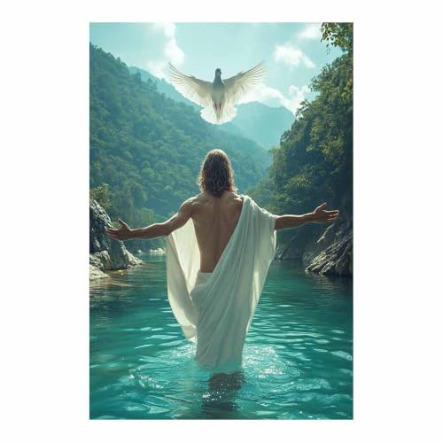 Tableau sur toile WIKEO Jésus Christ œuvre d'art murale grand format vert 80x120