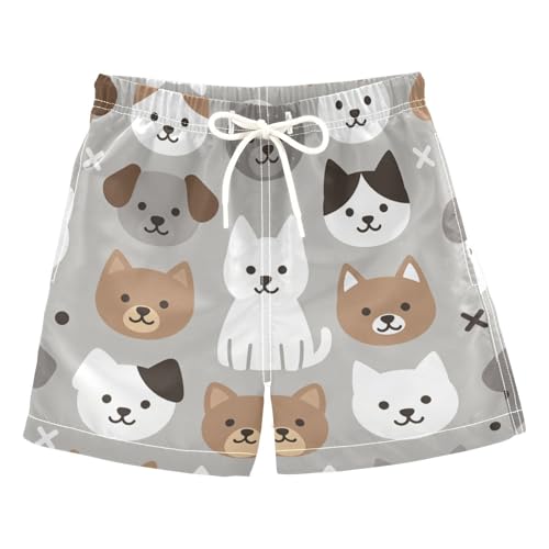 Maillot de bain garçon gris motif chien Yuiboo pour enfant de 2 à 14 ans