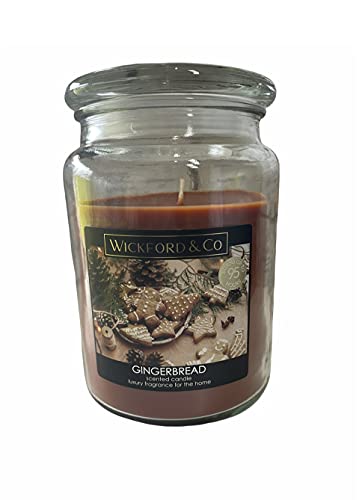 Luxury Scented Candle – Gingerbread - 18 Oz Jar with lid - up to 95 Hour Burn Time – (by Wickford & Co)