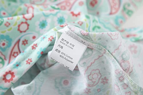 Inadays Sleepwear Women's Nightgown Cotton Sleepshirts Short Sleeve Nightshirt Print Sleep Dress R Neck Nightdress Loose Comfy Pajama Green Flower #TOP6