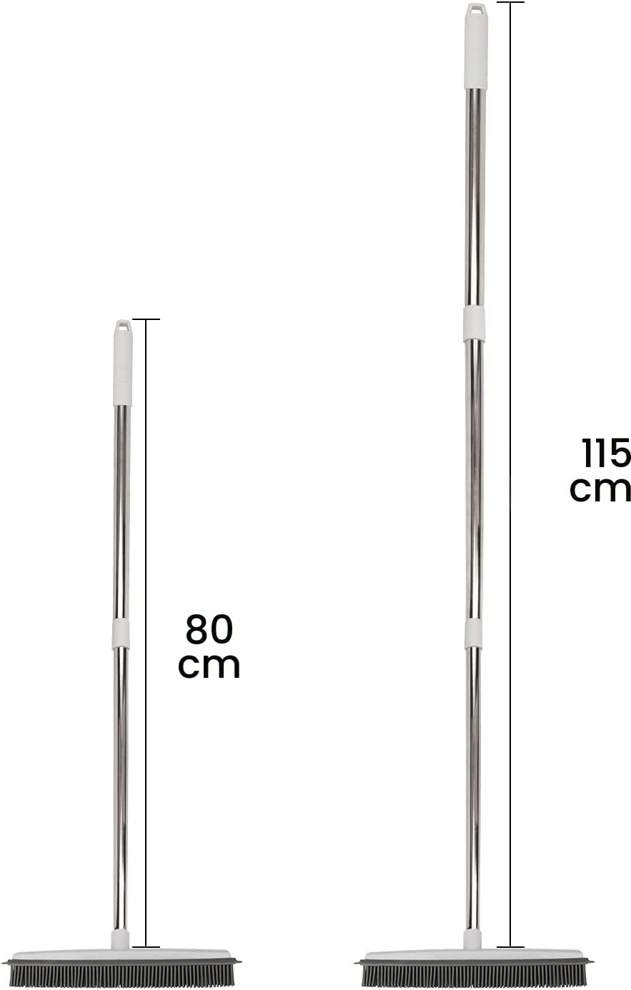 Scopa in Silicone con Manico Lungo per Peli Animali Domestici, Bianco