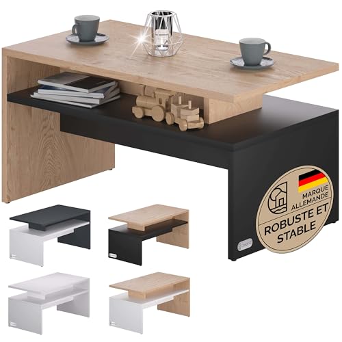 Casaria® Table Basse rectangulaire Bois Gris 95x55x50cm Table de Salon 50kg Table Basse Moderne Rangement intérieur