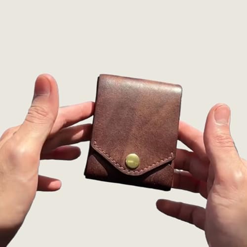 Vintage Handmade Leather Wallet, Multifunction Compact Wallets with Built-In Pen Slot, Leathers Business Card Holder for Men (2pcs)3