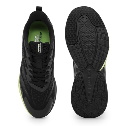 Image of Red Tape Men's Sneakers Black Mesh Round Toe Lace-Up Flexible Support